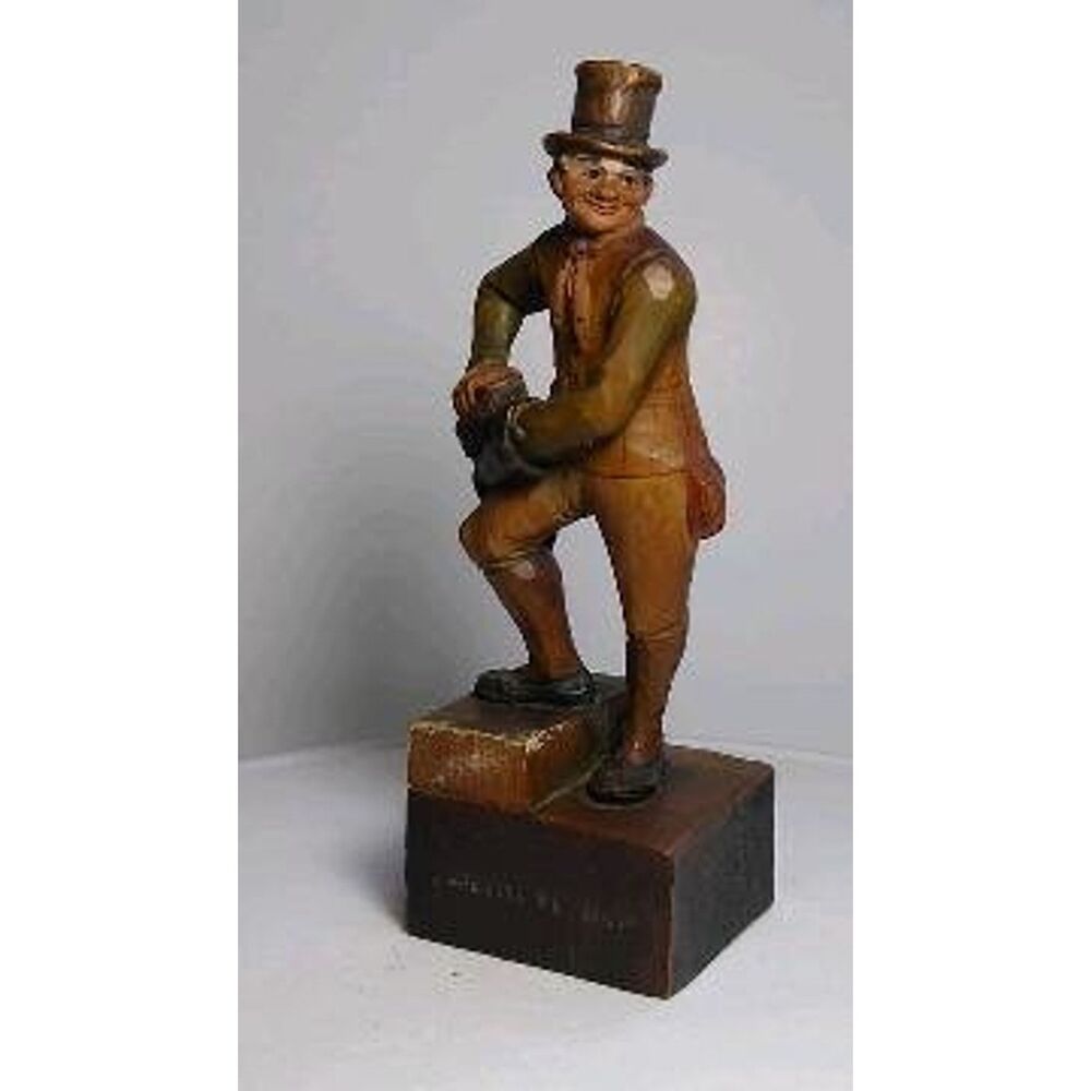 ANRI Sam Weller Hand-Carved Wood Figurine Gentleman Shoe Shiner Folk Art 5"
